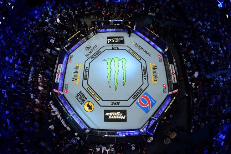 Une vue du dessus de l'Octogone de l'UFC